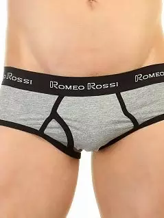 Хлопковые брифы на заниженной посадке с черной окантовкой серого цвета Romeo Rossi RTRR366-103
